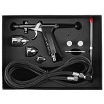 Trigger Airbrush Gun Gravity Feed Air Spray Gun, Multi-Purpose Gravity Airbrushing System Set with 3 Nozzle and 3 Cups Sets 0.3mm 0.5mm 0.8mm Nozzle for Auto Graphics, Art, Crafts