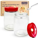 volila Fermentation Jars - 1.4 Litre Fermenting Jar with Airlock - 2 Pack Fermentation Jar with 1 Way Air Release Vent Used as Kimchi Container, Kombucha, Sourdough and Sauerkraut Fermentation Jars