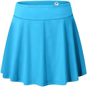 BLEVONH Skirts for Women,Drawstring Waist Pleated Sports Skorts with Mesh Shorts Ladies Airy Baggy Tennis Skirt for Girls Performance Skort with Pocket Great with Womens Golf Apparel Blue XL