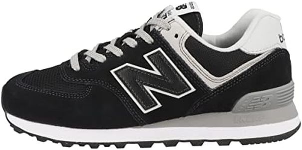 New Balance Women's 574 Core Sneaker, Black/White, 8