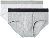 SilkCut Mens Hip Briefs, 2 Pack, Grey/White (US, Alpha, Small, Regular, Regular, Grey/White)