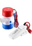 FLOJOY Industrial Black Marine Equipment Bilge Pump, 12V DC 1100 GPH, 13Ft Head, Combo Set with Automatic Float Switch