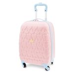 Disney Store Official Pink Princesses Suitcase, 46x30x20cm, Luggage for Kids, with Telescopic Handle and Multi-Directional Wheels, Features Heart and Crown Pattern