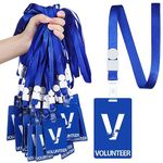 Pasimy 60 Pack Volunteer Lanyards with PVC Plastic Card Blue Volunteer Badges Bulk Identification Pass Card for Events Fundraising Church, Events, School Volunteer