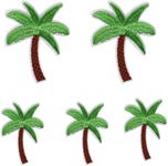 SquarezhenBo 5Pcs Green Applique Art Crafts for DIY Clothing Accessories,Coconut Palm Tree Embroidered Patch Iron on Patch DIY Sewing Applique Trim and Embellishments Applique Patches