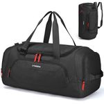 Travel Duffle Bag Men with Shoes Compartment Sports Gym Workout Bag with Wet Pocket 40L Medium 2 in 1 Duffel Backpack for Women Weekender Overnight Bag for Airplane, Black