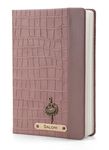 AICA Personalized Name & Charm Leather Notebook Diary -A5 Size, 180 Ruled Pages (Nude Pink) | Customized Birthday Daily Journal Diaries Diary Gifts for Girlfriend Teens Teenagers Girls Best Friends