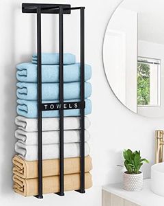 Towel Rack for Rolled Towels, Bethom New Upgrade 3 Bar Towel Racks for Bathroom Wall Mounted, Towel Storage, Metal Bath Towel Holder for Folded Large Washcloths, Black