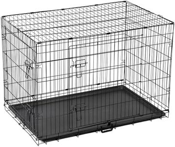 Dog Crate Large Size Dog Puppy Pet Cage with 2 Doors (Front & Side), Dog Crate with Removal Tray,Folding Metal Pet Dog Puppy Training Cage Crate for Dogs (Large 36")