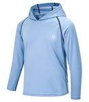 AODULO Youth Fishing Shirts UV Sun Shirts Rash Guard Quick Dry Long Sleeve T Shirts Kids Hoodies for Workout Thumbholes Light Blue
