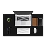 ZBRANDS // Leather Smooth Desk Mat Pad Blotter Protector, Extended Non-Slip Rectangular, Laptop Keyboard Mouse Pad (Midnight Black, 36" x 20")