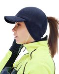 Gisdanchz Winter Hats for Women Ponytail Hat with Ear Flaps Casquette Hiver Femme Fleece Baseball Cap Hat with Ponytail Hole for Running Hiking Walking Outdoor Running Gear Accessories, Dark Blue S/M