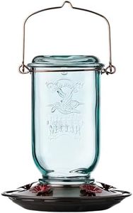 More Birds Mason Jar Hummingbird Feeder, Glass Hummingbird Feeders for Outdoors, 5 Feeding Stations, 25 Ounces