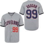 ZXCVB Men's #99 Ricky Vaughn Jersey 90s Hip Hop Clothing Movie Baseball Jersey Stitched, Gray, XX-Large