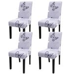 JQinHome Pattern Chair Covers for Dining Room Set of 4, High Stretch Removable Washable Parsons Chair Slipcover for Home Party Hotel Wedding Ceremony (Grey Butterfly,4PCS)