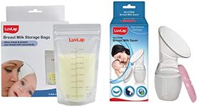 LuvLap Baby Breast Milk Storage Bags (Pack of 50), BPA Free Disposable Milk Freezer Bags for Breast Feeding, Transparent & Luvlap Silicone Food Grade Breast Milk Catcher/Saver(White, 100ml)