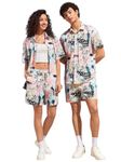 woman and man Unisex shirt with short Pajama Set || Men's Pyjama Sets & Night Suits || Man co ord Set || Man Shirt with Shorts Set || Men Solid Button Up Shirt & Drawstring Waist Shorts (MUlTI, XXL)