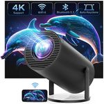 CLOKOWE 4K Mini Projector with WiFi and Bluetooth - 180° Rotation & Auto Keystone, FHD 1080P Supported, Portable Outdoor Movie Projector, Compatible with TV Stick/Windows/Android/HDMI/USB