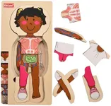 Kidzlane African American Girl Wooden My Body Puzzle for Toddlers and Kids - 29 Piece Girls Anatomy Puzzle Kid Play Set - Anatomy for Kids, Skeleton Toys for Kids Ages 3 Plus