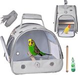 FCQQYWZ Bird Carrier Travel Cage with Stand, Small Bird Travel Carrier for Parrot with Perch, Small Bird Cage for Travel Parakeet Carrier Bird Bag with Shoulder Strap, Side Access Window (Grey)