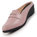 FAUSTO FST FJDWC-7023 PEACH-39 Women's Peach Formal Back Open Platform Wedge Heel Slip On Loafer Shoes (6 UK)