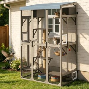 PetsCosset Large Window Catio for Indoor Cats,Walk-in Outdoor Cat Enclosure