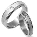 Everstone Free Engrave His and Her Matching White Gold Tone Wedding Titanium Rings Set UK Size H to Z6