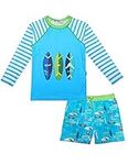 weVSwe Boys Swimsuit Surfboard Rash Guard Toddler Kids Long Sleeve Two Piece Rashguard Bathing Suit Sets Swimsuit Shorts Trunks 6 Years