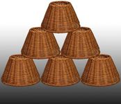 Small lamp Shades Replacement, Rattan lampshades Set of 6 Clip On Wicker Chandelier Lamp Shades Little Upright Wall Candle Light Lampshade