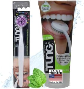 Peak Essentials | TUNG Natural Brush & Gel Kit | Tongue Cleaner for Adults | Tongue Scraper to Fight Bad Breath and Halitosis | Mouth Odor Eliminator | Fresh Mint | Made in America (Starter Pack)