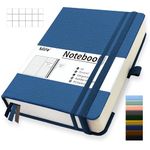 Mlife A5 Graph Paper Notebook,360 Pages Thickened Squared Notebook,Premium 100g/M² Ink Resistant Paper Thick,Pu Hard Cover Grid Notebook,Inside Pocket,Elastic Banded,Grid Paper for Writing&Diary(Blue)