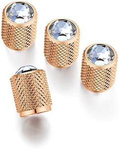 STEEL HAWK Bling Crystal Rhinestone Stainless PVD Rose Gold Tire Air Valve Stem Caps - Airtight Seal, Alloy CNC Machined - Attractive Universal Fit for Cars, Bikes & Bicycles