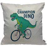 HGOD DESIGNS Cushion Cover Dinosaur T-rex Dinosaurs On Bicycle Champion Throw Pillow Cover Home Decorative for Men/Women living room Bedroom Sofa Chair 18X18 Inch Pillowcase