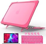 Mektron Laptop Case for MacBook Air 13 2022 2021 2020 2019 2018 Release A2337 M1 A1932 A2179 with Touch ID,[Heavy Duty][Dual Layer] Hard Plastic Bumper Protective Cover Shell with Kickstand (Rose)