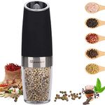 Automatic Electric Pepper Mill, Adjustable Coarseness Ceramic Mechanism with One Hand Operation Gravity Activated Electric Pepper Grinder (Black), 1Pcs