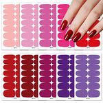 10 Sheets Solid Color Nail Polish Strips Stickers,Self Adhesive Full Nail Wraps Stickers,Gel Nail Art Decal Strips with Nail File for Women Girls Manicure Decoration (Red Color)