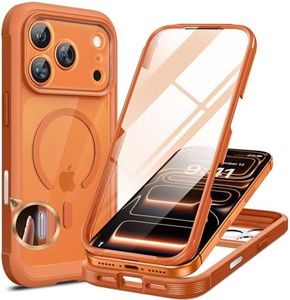 Miracase Magnetic for iPhone 17 Pro Case 6.3" [Compatible with MagSafe] Full-Body Phone Case with Built-in Glass Screen Protector & Camera Control,Drop Proof iPhone 17 Pro Cover, Orange