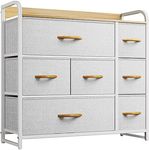 YITAHOME Dresser with 7 Drawers - Fabric Storage Tower, Organizer Unit for Bedroom, Living Room, Hallway, Closets - Sturdy Steel Frame, Wooden Top & Easy Pull Fabric Bins