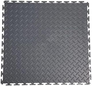 VERSATEX Garage Floor 18 x 18 inch Square Rubber Diamond Plate Interlocking Floor Tiles for Home Gym, Garage Flooring, Trade Show Flooring, Basement Tiles, 8 Pack (Gray), 11GRD5321818C8