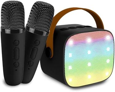 Mini Karaoke Machine for Kids & Adults, Kids Toys for Girls & Boys Gifts, Bluetooth Speaker with 2 Wireless Microphone for Kids Adults Toddler Girls Home Party Birthday Gifts Black