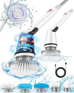 Auqatur Electric Spin Scrubber, Power Scrubber with Adjustable Extendable Arm & 5 Replacement Brush Heads, USB Rechargeable Cleaning Brush for Bathroom, Bathtub, Kitchen, Tile & Floor Scrubbing