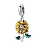 Sunflower Charms Fit for Pandora Charms Bracelets 925 Sterling Silver Jewelry with Delicate Cubic Zirconia,Christmas Jewelry Gifts for Women Mom