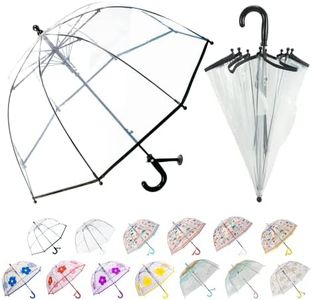 LLanxiry Umbrella Kids Clear Bubble Auto Open Umbrellas for Rain Children's Safe Transparent Dome Waterproof Stick Lightweight Umbrella for Boys Girls (Clear-Black)