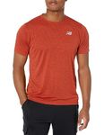 New Balance Men's Impact Run Short Sleeve 22, Brick Red Heather, Large