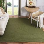 Safavieh Braided Collection 6' Square Green BRD315A Handmade Country Cottage Reversible Area Rug