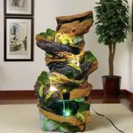 ALILA Polyresin Nature Water Fall Fountain For Home Office Hotel Living Room Decor With Led Lights Decoration Indoor Outdoor,23 Inches / 58Cm Multicolour