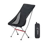 Naturehike Portable Camping Chair Ultra-Light Folding Chair, Quick Disassembly and Assembly, for Fishing, Picnic, Outdoor, Hiking Black large