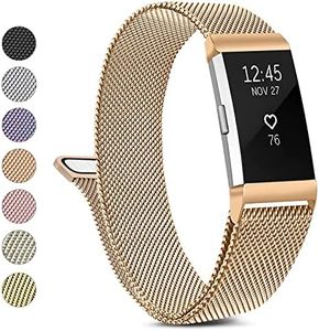 Metal Band Compatible with Fitbit Charge 2 Bands Women Men, Stainless Steel Mesh Loop Adjustable Wristband Replacement Strap for Fitbit Charge 2 (Small, Rose Gold)