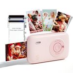 HPRT Mini Photo Printer for iPhone, Smartphone, Portable Instant Picture Printer with Bluetooth, Wireless Thermal Dye Sublimation Photo Printer CP2100 (Pink, Printer + 10 Sheets)