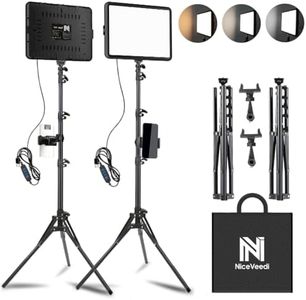 2-Pack LED Video Light Kit, NiceVeedi Studio Light, 2800-6500K Dimmable Photography Lighting Kit with Tripod Stand&Phone Holder, 73" Stream Light for Video Recording, Game Streaming, YouTube…